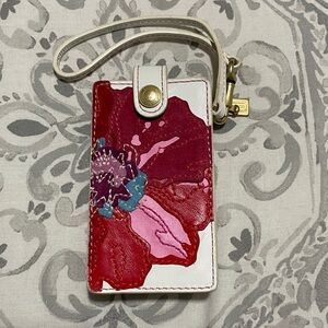 Coach Poppy Flower Applique White Red Purple Blue IPod Mini Case Wristlet